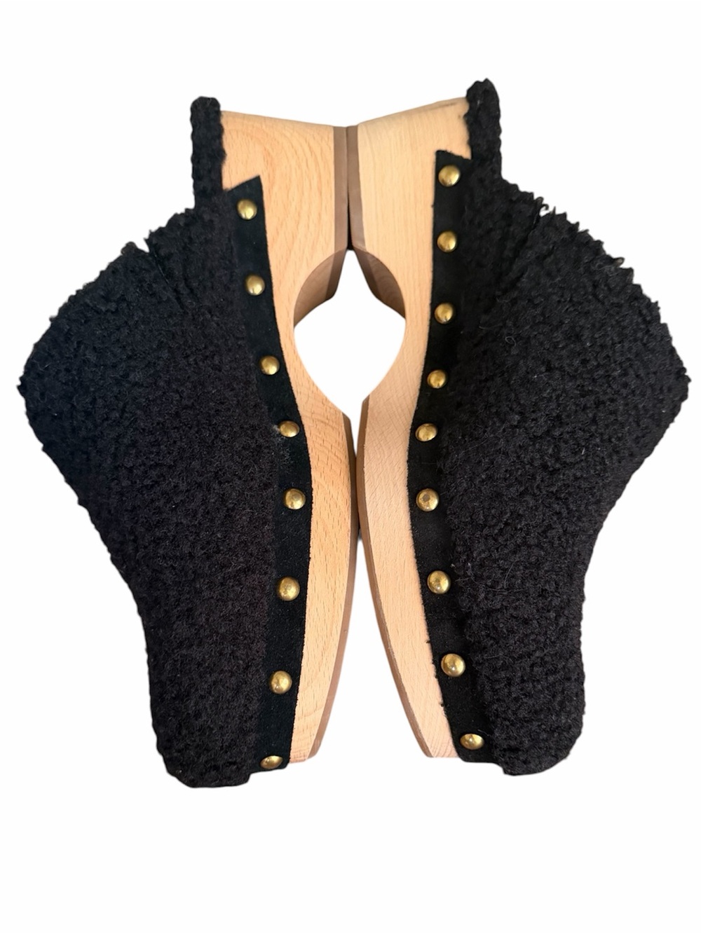 J. CREW Black Sherpa Clogs Size 8